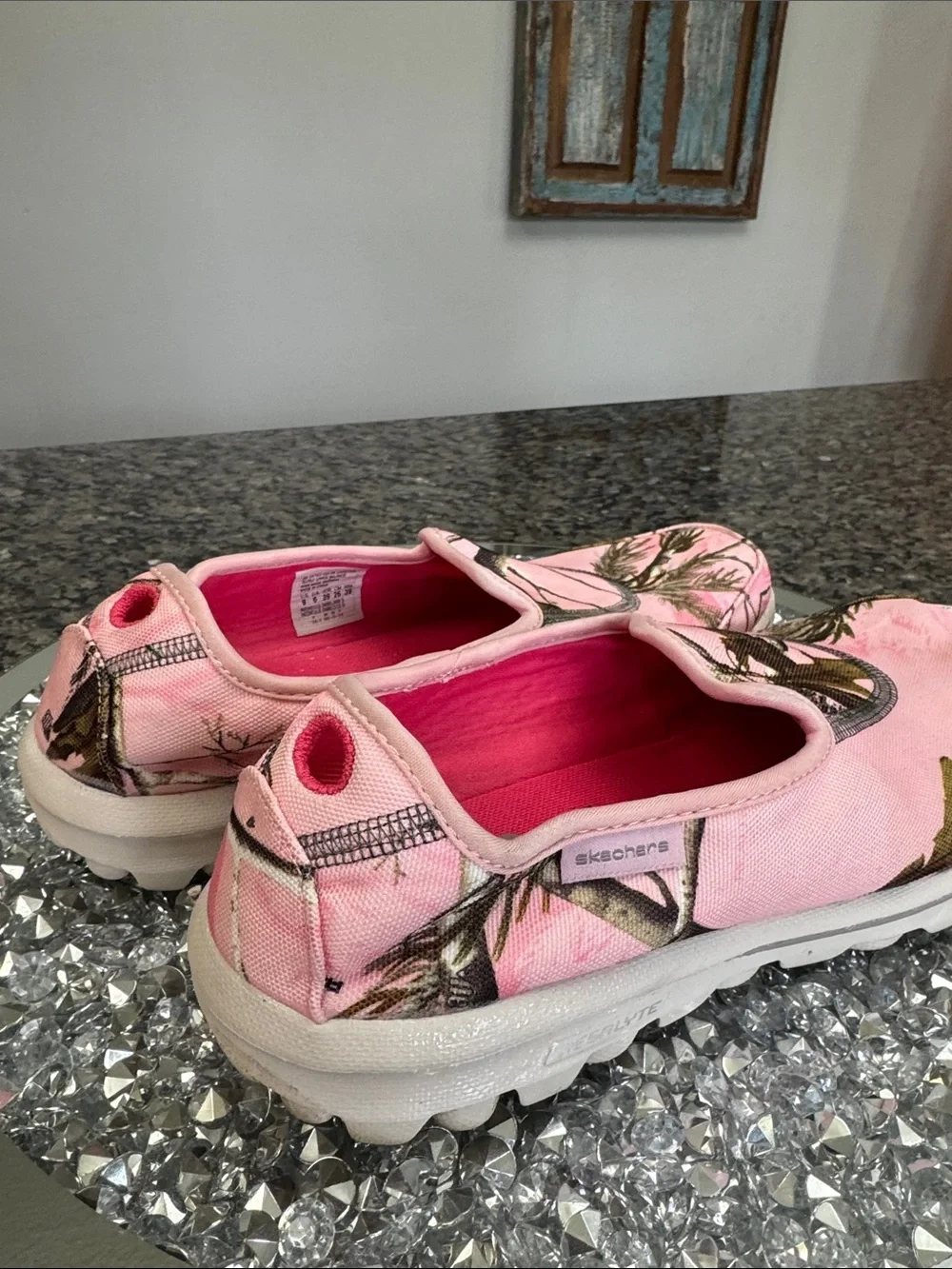Skechers Go Walk Originals Pink Camouflage Slip-On Sneakers